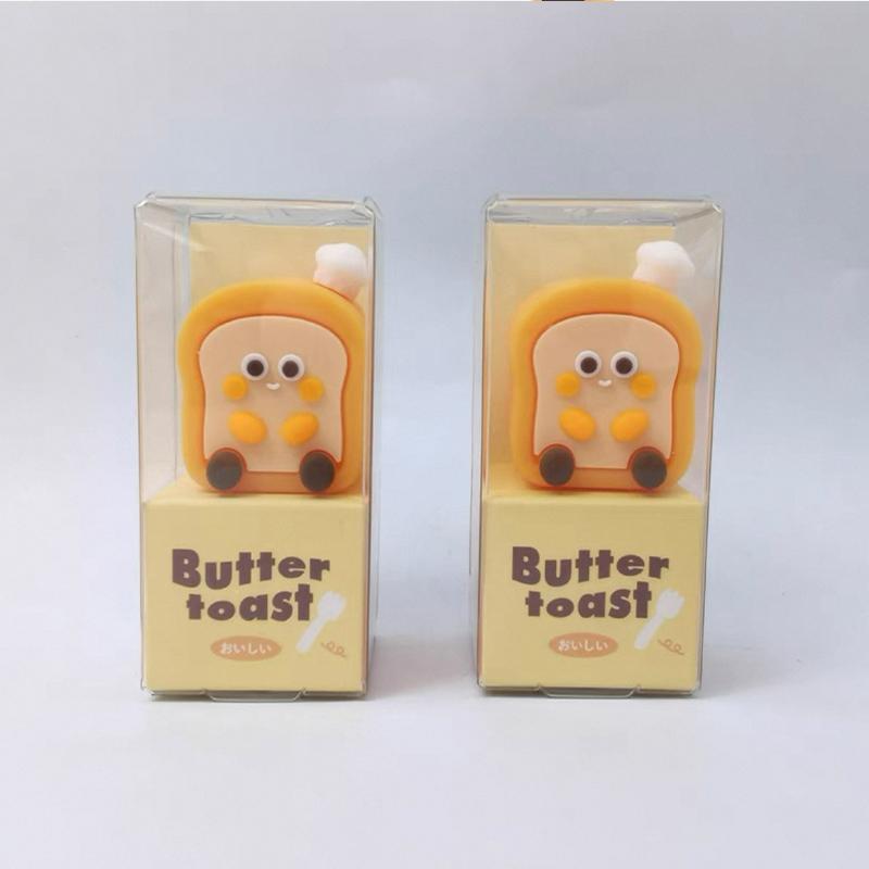 1 Pieza Lindo Kawaii Sacapuntas de Tostada con Mantequilla Material Escolar de Oficina Papelería Creativa Delicioso Postre