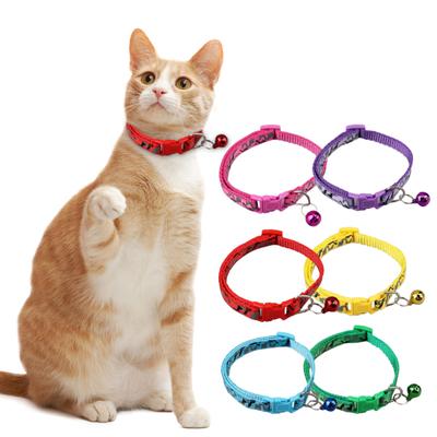 Colorful Pet Collar with Cute Bell Adjustable Dog Cat Collar for Puppies Kittens Stylish Camouflage Pattern DIY Pet Accessories