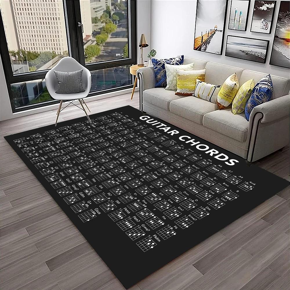 Muziek Gitaar Akkoorden Theorie Grafiek Piano Tapijt Vloerkleed Antislip Mat voor Huis Woonkamer Slaapkamer Bank Decor Kinderkamer Tapijt