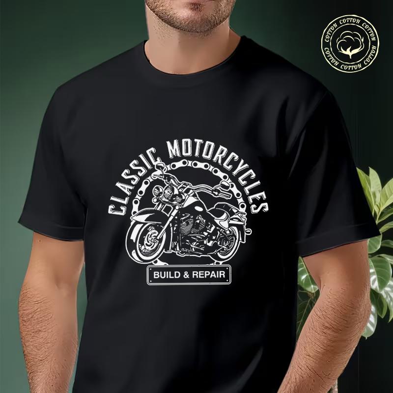 Men Cotton Casual T-shirts Classic Motorcycles Vintage Tee Men S Summer Cycling Sportswear Tops