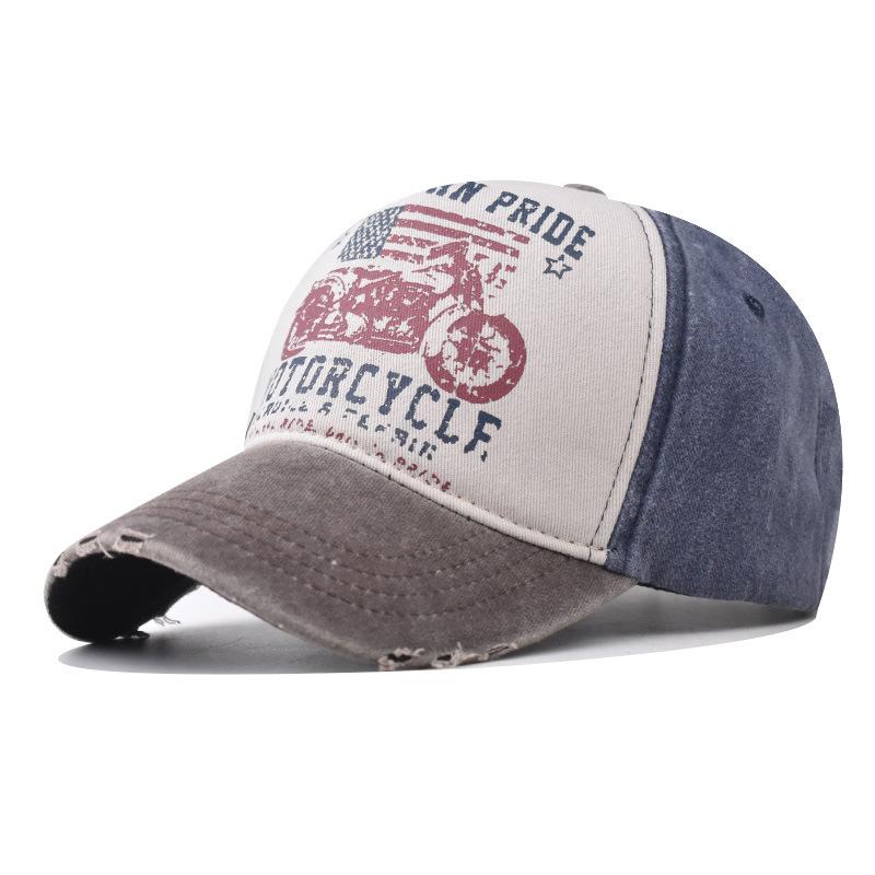 Cotton Washed Baseball Cap Men's and Women's Korean Cap Motorcycle Printing Outdoor Cowboy Hat Washed Old Hat