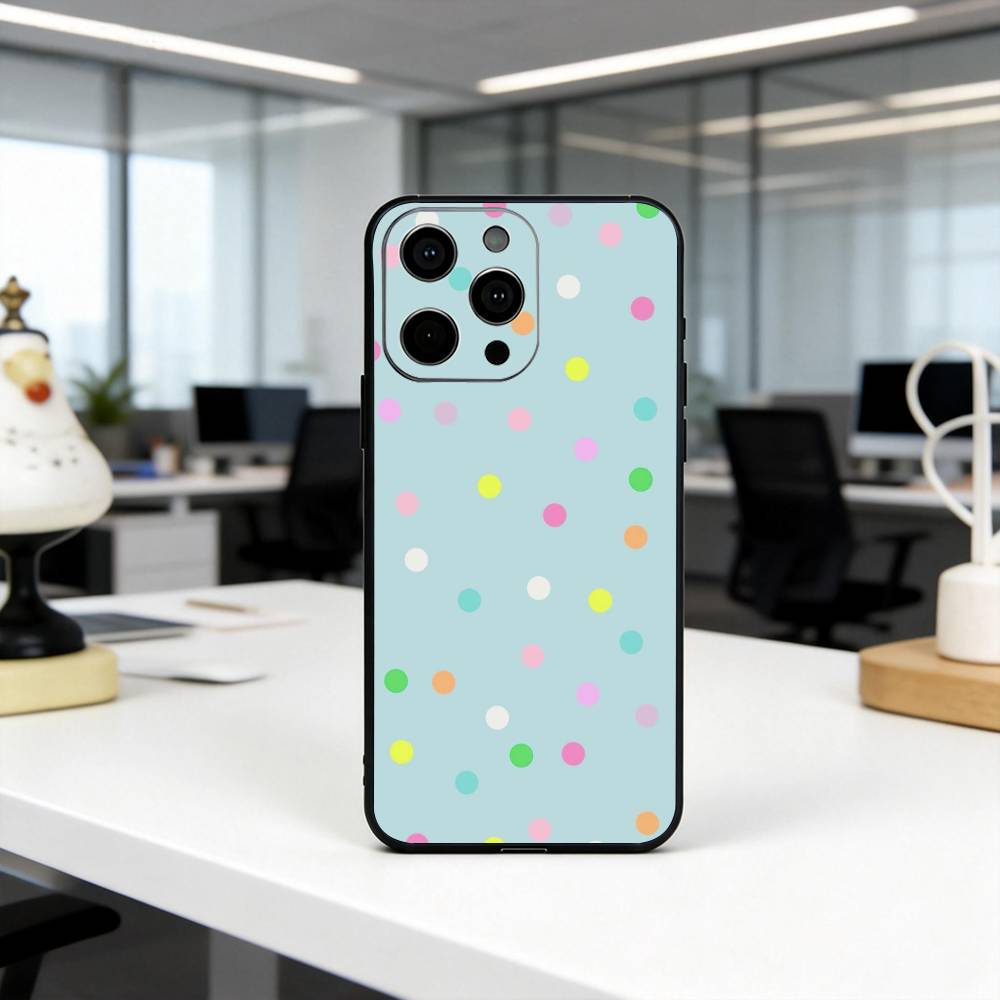 DOT P-Polka Pattern Phone Case For iPhone 17, 16,15,14,13,12,11 Plus,Pro Max, Others Soft Black Cover