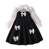 Mädchenkleid Herbst Neu Koreanische Version Kinder Süßer Niedlicher Stil Schleife Mesh Langarm Prinzessinkleid
