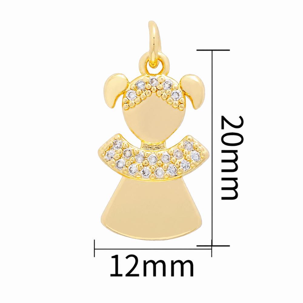 Boy Girl Brass Pendants Brass Base Cubic Zirconia Pendants Gift DIY Jewelry Pendants Jewelry Gift