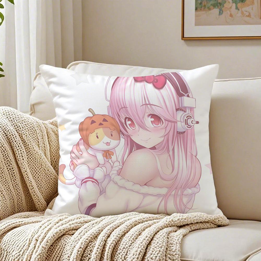 Game Character Idol S-Super S-Sonico Cushion Cover Pillowcase Anti-Dustmite Living Room Sofa Decor Cushion Room
