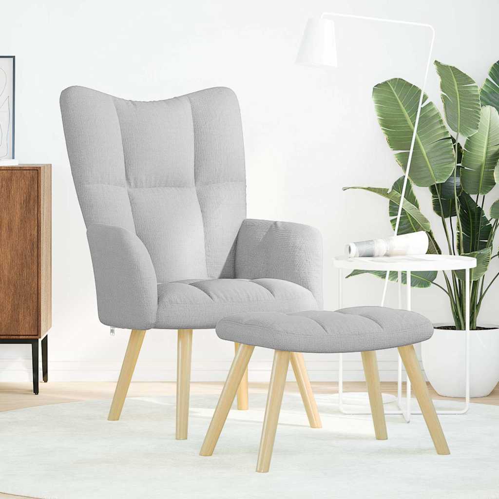 Relaxation Armchair with Footstool Cloud Grey Fabric
