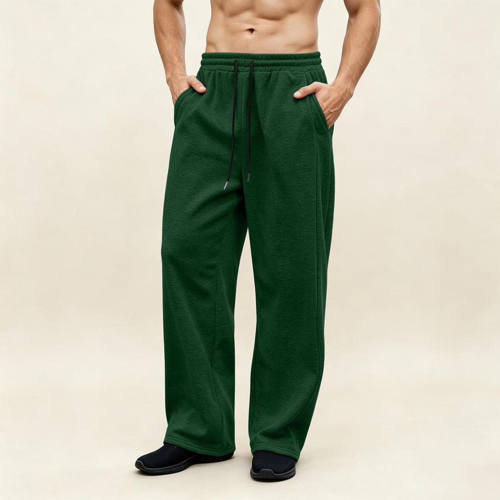 Men's Casual Color Sweatpants with Elastic Waist, Straight Leg and Loose Fit