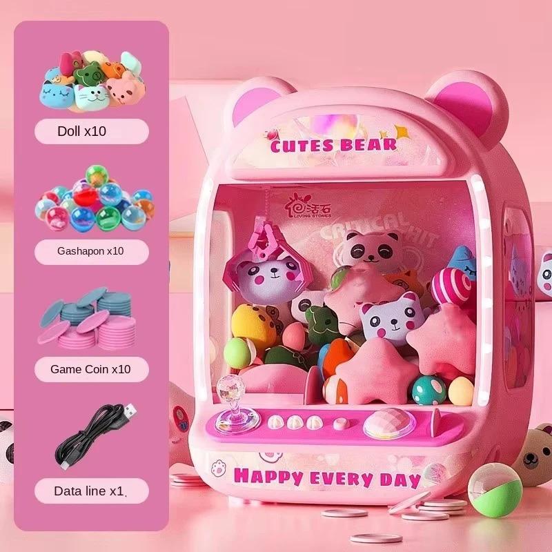 Diy Automatic Doll Machine Kids Coin Operated Play Game Small Claw Catch Toys Crane Machines Music Doll For Christmas Gifts
