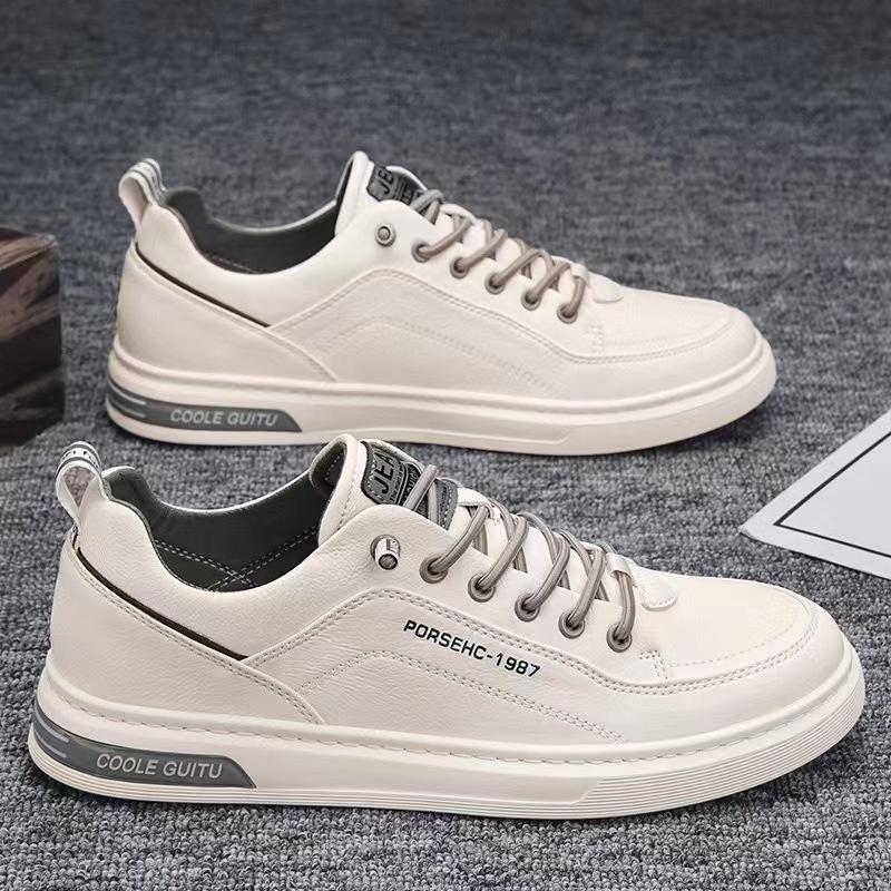 Men's Shoes New Summer Men's Casual Leather Shoes Korean Style Trendy Versatile Sports Trendy Shoes Men's Small White Board Shoes