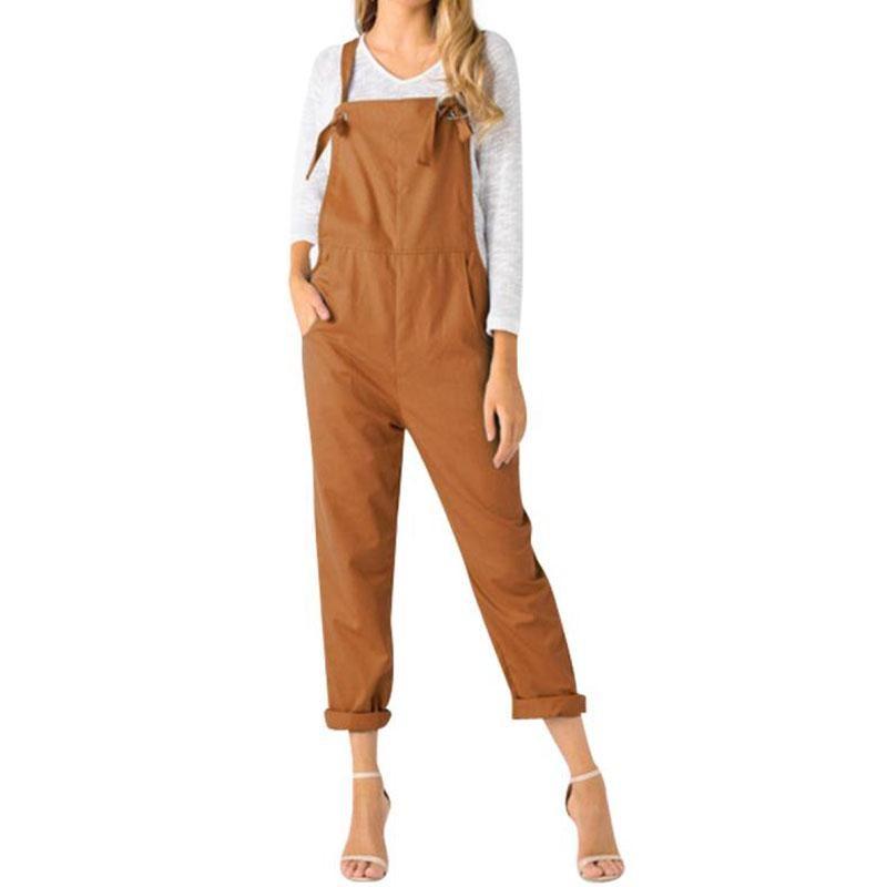 Salopetă Elegantă de Bumbac cu Nasturi pentru Femei Pantaloni Conici Trendy Casual În Mai Multe Culori