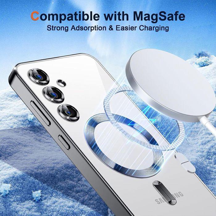 Coque pour Samsung Galaxy A57 5G, Protection avec Cercle Magnétique Contour Brillant Noir