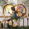 1 Stuk Magische Fee Hangdecoratie, Acryl Hart Muurhanger, Glas-in-lood Vorm, Perfect voor Huis- en Tuindecoratie