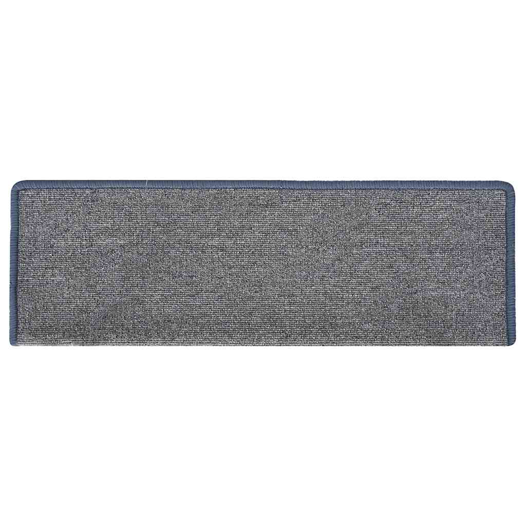 Step Mats 15 Pcs 65 X 21 X 4 Cm Light Grey and Blue Rectangular Edge