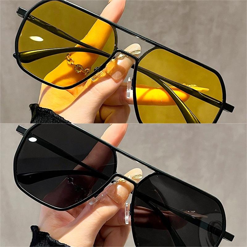 2PCS Fashion Retro Square Men's And Women's Sunglasses Korean Version Personality Sun Shade Large Frame Sunglasses