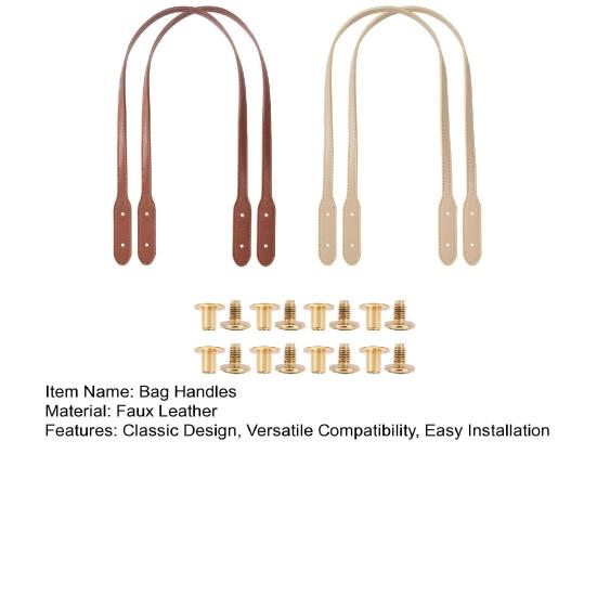 4 Pièces Poignées de Sac en Similicuir Poignées de Portefeuille avec Trous Pré-Percés Rivets à Coudre Sangles de Remplacement Courtes pour Sacs à Main Sacs Tote Bags Sacs à Bandoulière