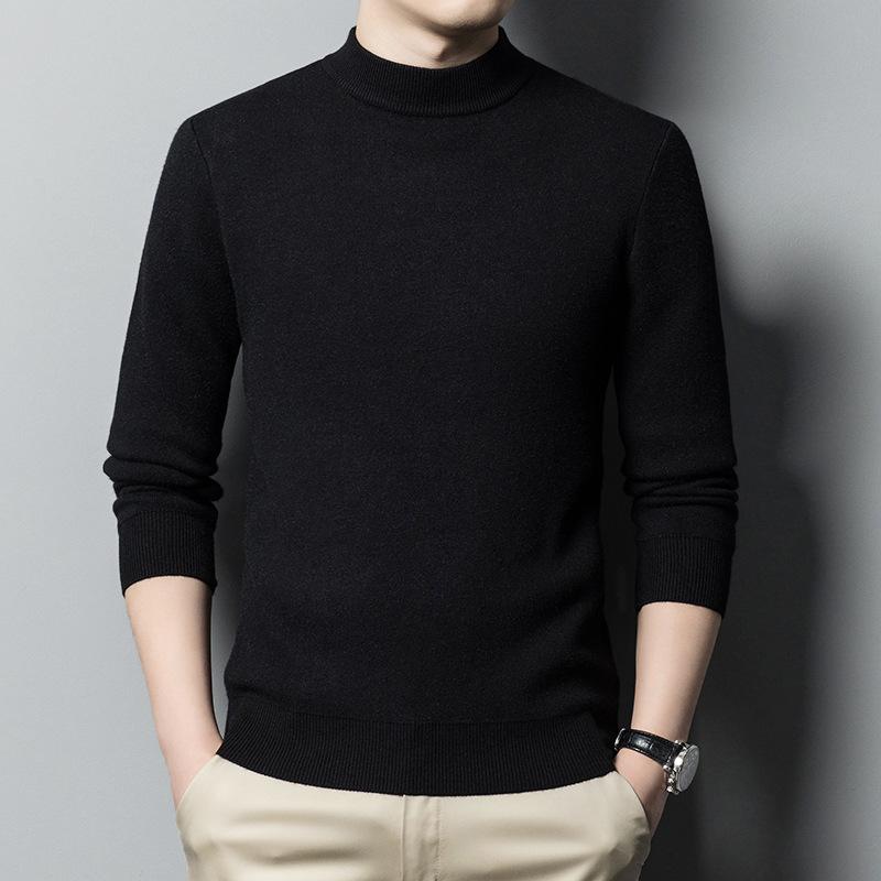 Übergröße Herrenhemd Pullover Einfarbig Halber Stehkragen Lässig Slim Langarm Verdicken Warm Eng für Herren Kleidung Unterwäsche