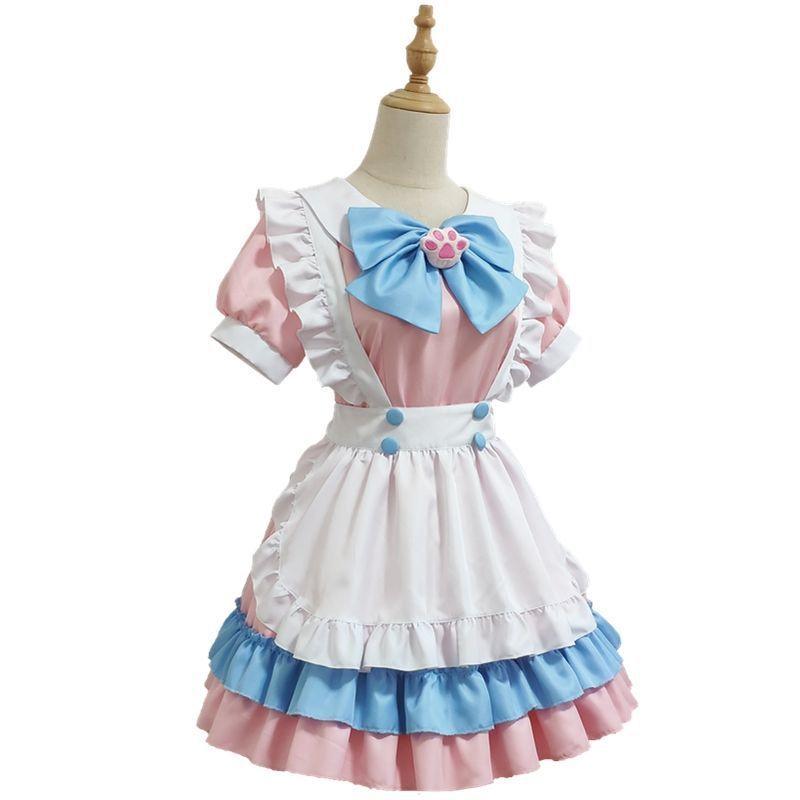 Charming And Elegant Lolita Dress Maid Uniform Outfit With Bustle And Apron