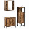 Bathroom Furniture Set with Door Shelf 3 Pcs Brown Particleboard