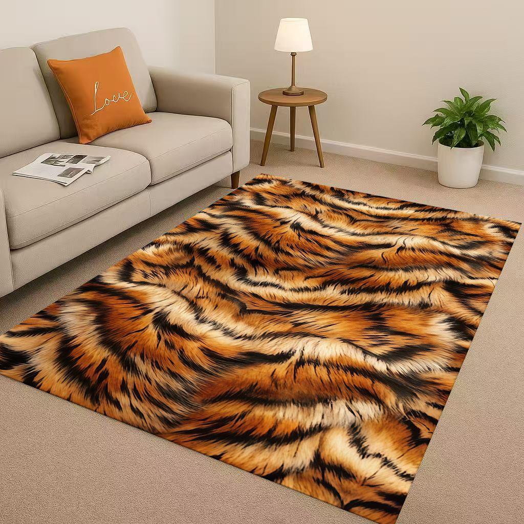 HD Zebra Tiger Leopard Tier Streifen Druck Kunst Wohnzimmer Rutschfeste Teppichmatte für Schlafzimmer Spielzimmer Sofa, Heimdekoration Fußmatte
