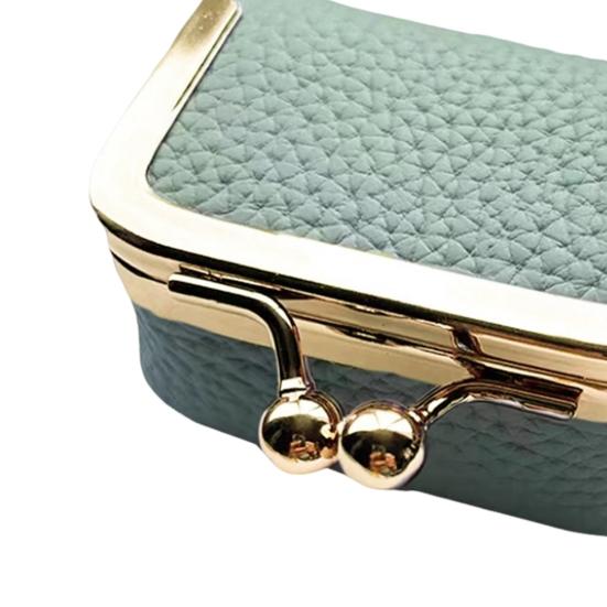 Mini Coin Purse Jewelry Organizer Compact Ring Earrings Necklace Storage Box Retro Clip Closure Faux Leather Travel Jewelry Case