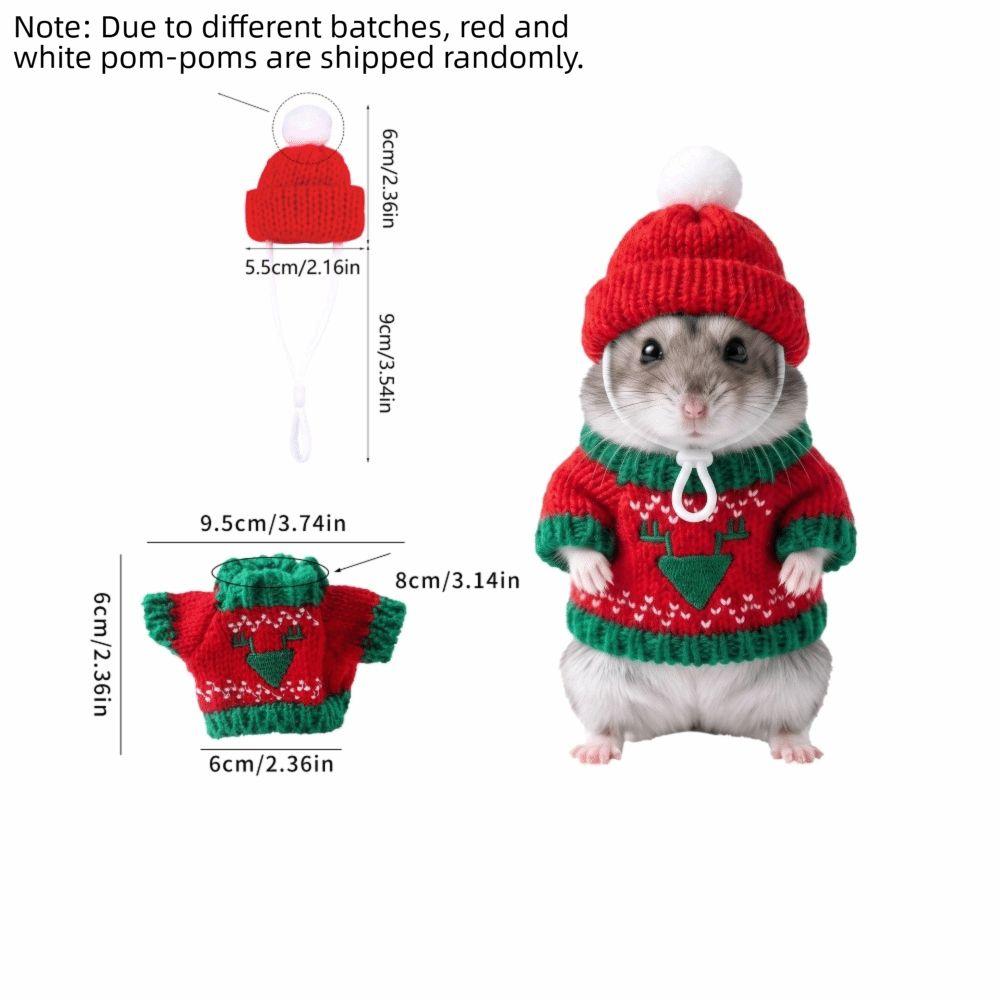 Sweater and Hat Cute Hamster Clothes Set Christmas Theme PET Outfit Set  Tiny Animal Wear