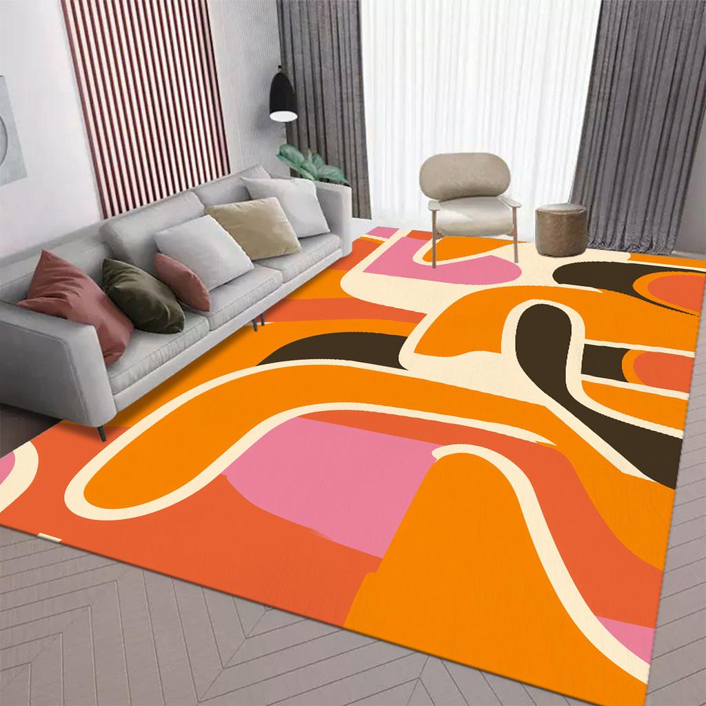 Oranje Grote Vloerkleden voor Woonkamer Scandinavische Abstracte Stijl Decoratie Slaapkamer Kleed Antislip Wasbaar Lounge Sofa Zijmat