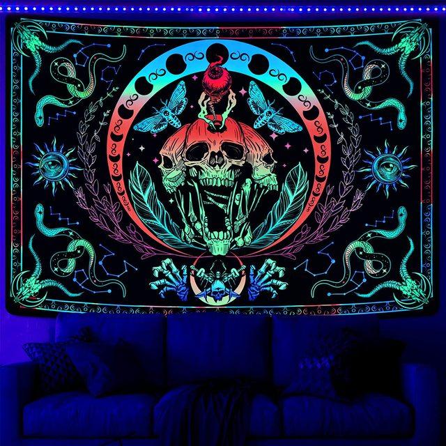 Trippy Planet Tapestry Uv Reactive Waterfall Landscape Room Decor Aesthetic Psychedelic Wall Hanging Mushroom Gothic Home Decor