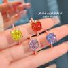 Premium Ice Cut Cushion Ring for Women Caramel Purple High Carbon Diamond Rose Gold Wedding Jewelry