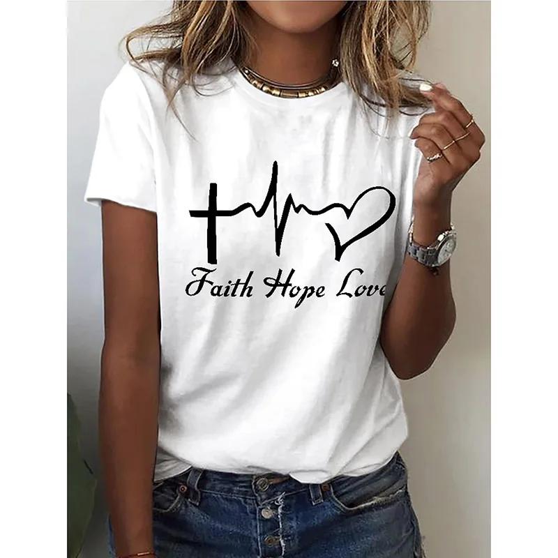2024 Sommer Neu Retro Damen T-Shirt Rotes Herz Mode 3D-Druck Kurzarm Lässig Street Sport O-Ausschnitt Damen Shirt