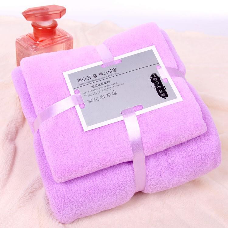 High-Quality Auspicious Plaid Coral Fleece Absorbent Bath & Beach Towel Set