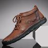 Autumn Winter Men Leather Boots Plush Warm Waterproof Snow Boots Outdoor Motorcycle Boots Men Ankle Boots