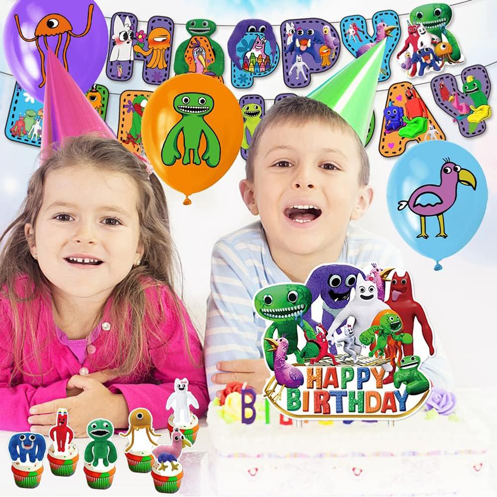 32x Garten of Banban Theme Party Decorations Include Cake Topper Banner Balloons