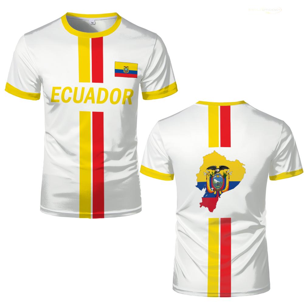 Ecuadorian Flag Print Football T-shirt Sports Casual Ecuador Map Graphic Quick-drying Jersey Unisex Breathable Short Sleeve Tops