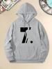 Autumn and Winter Men's Hoodie with Number 7 and Football Player Silhouette Print Men's Street Casual Sweatshirt Hooded Pullover