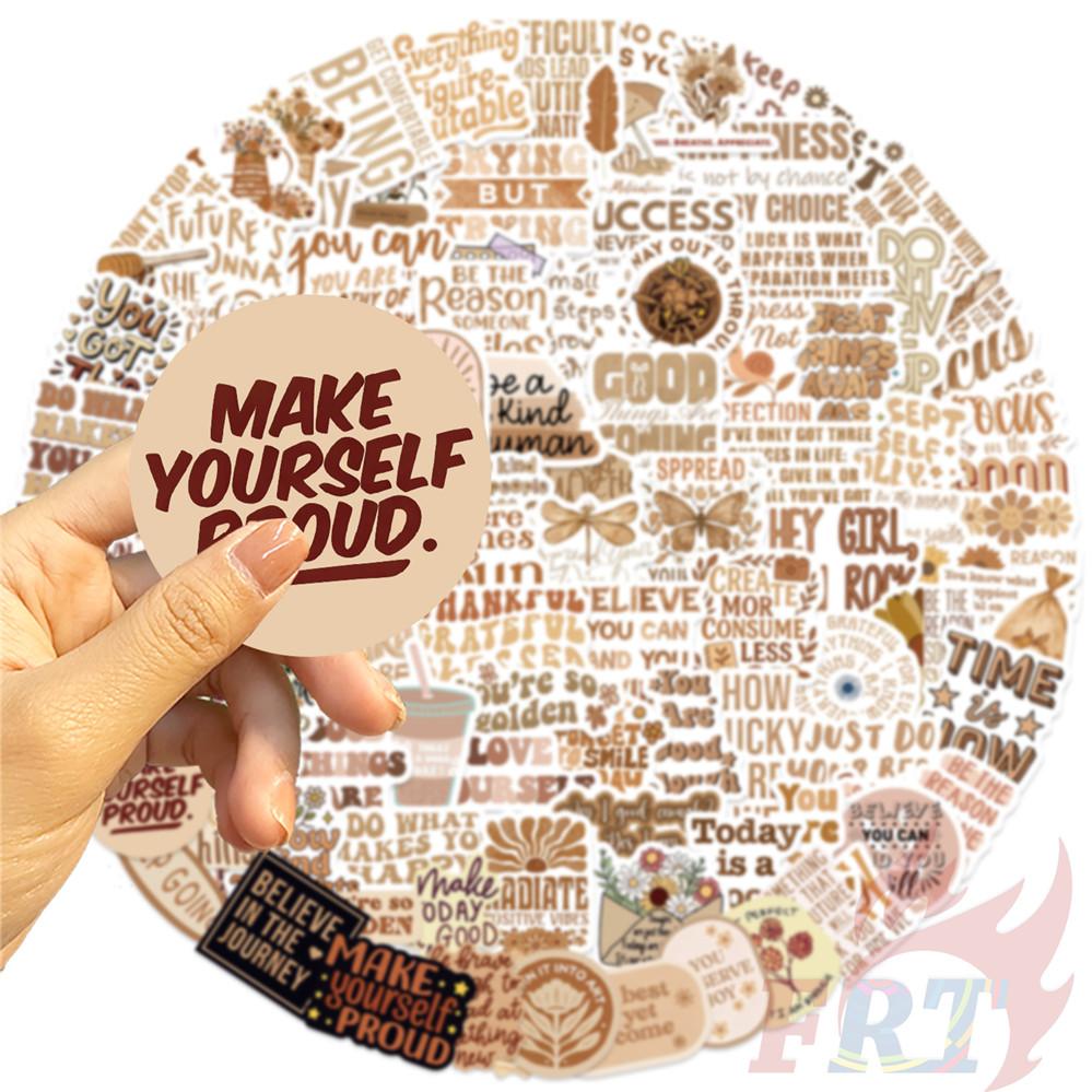 100Pcs/Set Coffee Color Healing Phrase Stickers DIY Fashion Decals Stickers