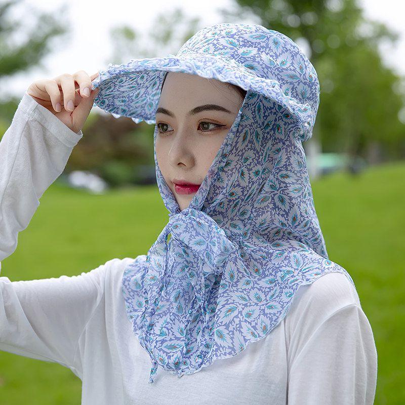 Summer Sun Hat Women's Cycling Outdoor Women's Hat Face Covering UV Protection, Big Edge Beach Hat