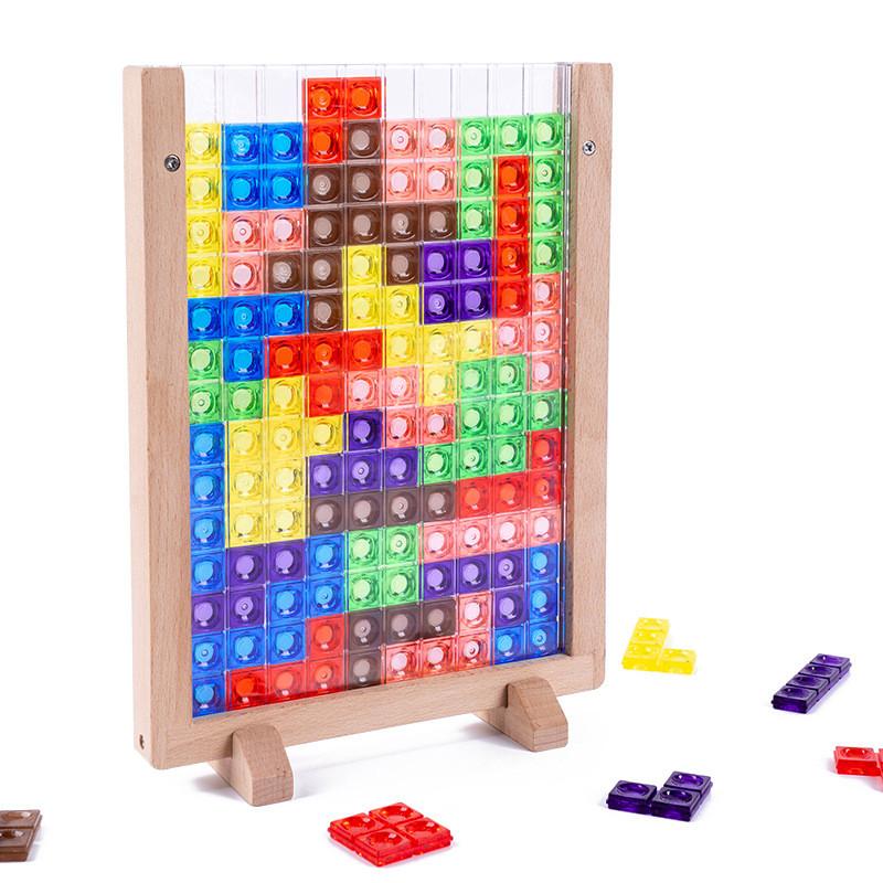 Wooden Tetris 3d Puzzle Blocks For Kids Educational Toy With Brain Development For Early Learning