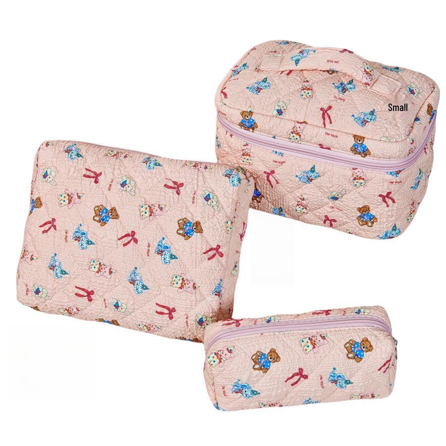 Lightweight Printed Travel Makeup Bag - Large Capacity Coin Purse & Brush Storage