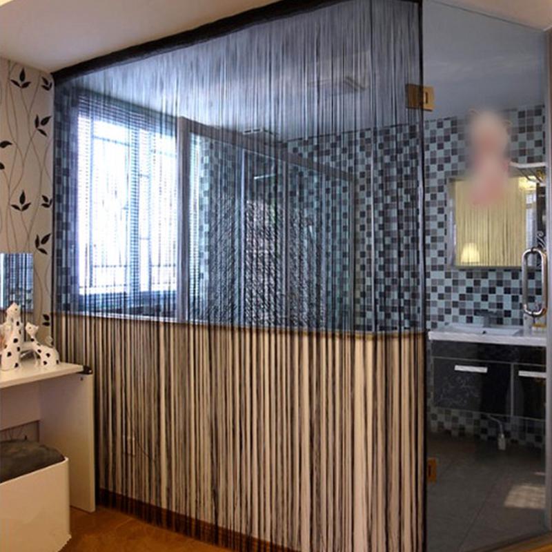 Hanging Tassel Stripe Curtain Polyester Panel Room Divider Line Curtain Window Blind 100*200cm