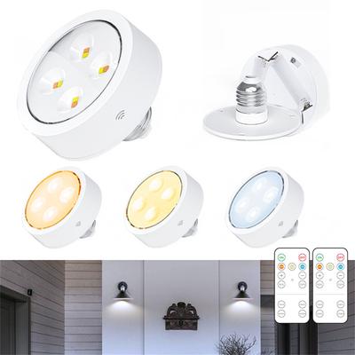 Wireless Battery Powered E27/E26 Base Led Puck Light 86MM Dimmable Light Bulb 3 Colors In 1 for Wall Sconces Pendant Lamp