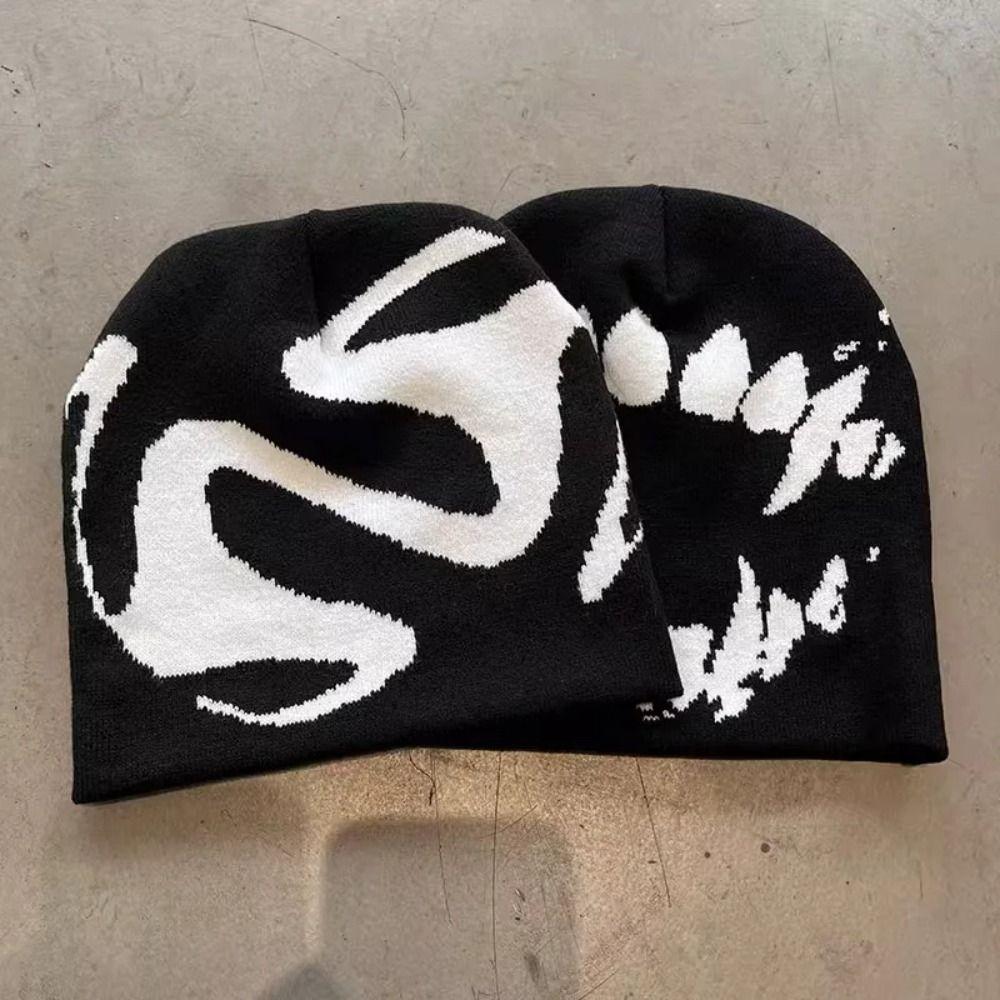 Frauen Hut Strickmützen Goth Tooth Caps Männer Y2k Streetwear Wintermode Pullover Kpop Harajuku Vintage Warm Hip Hop Unisex