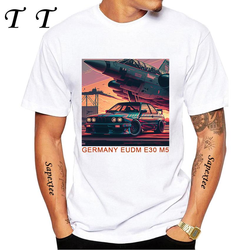 Ny Sommar Herr Kortärmad Vintage Tyskland Eudm E36 M3 T-shirt Legend Sportbil Design Pojke Vardagstoppar Cool Man T-shirts Vit