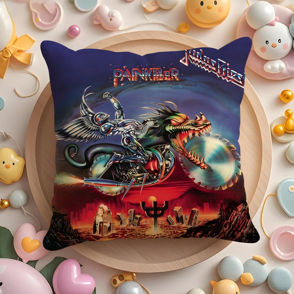 J-Judas P-Priest Cushion Cover Home & Car Multi-Scene Pillow Cover - Reversible, Soft & Durable for Daily Use