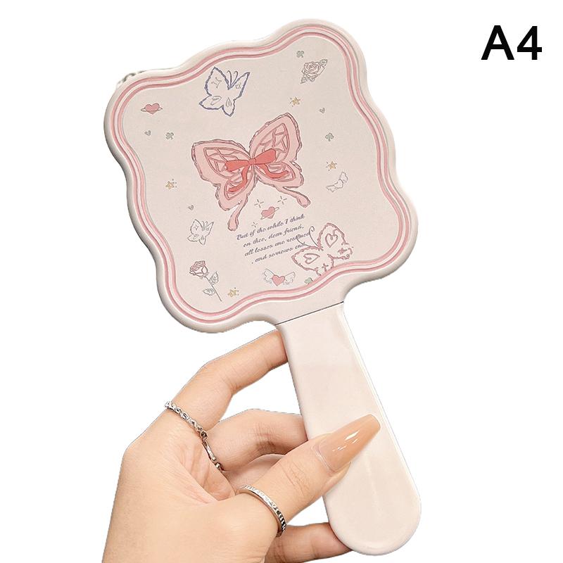Draagbare Strik Schattige Roze Spiegel Kam Handheld Spiegel Kam Geëxtraheerde Geïntegreerde Haarborstel Massage Styling Tool Make-up Spiegel