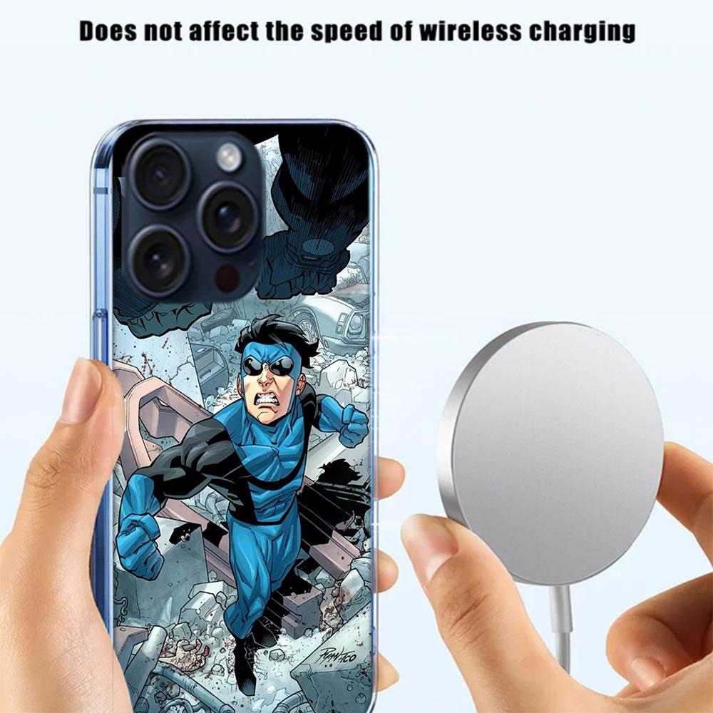 Cartoon Invincible Clear Phone Case For Iphone 17 Air 16 Pro Max 15 Pro 14 Plus 17E 16E 11 13 12 Mini Cover Cases Fundas Cell TP