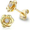 Huitan Eternity Flower Stud Earrings with CZ Romantic Rose Ear Accessories for Women Daily Wear Elegant Earrings Classic Jewelry