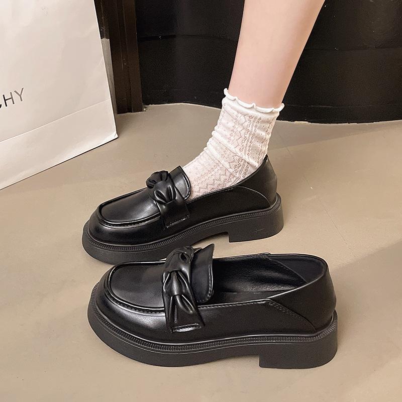 White loafers women's platform spring and autumn versatile shoes British style small leather shoes flat shoes niche design single shoes