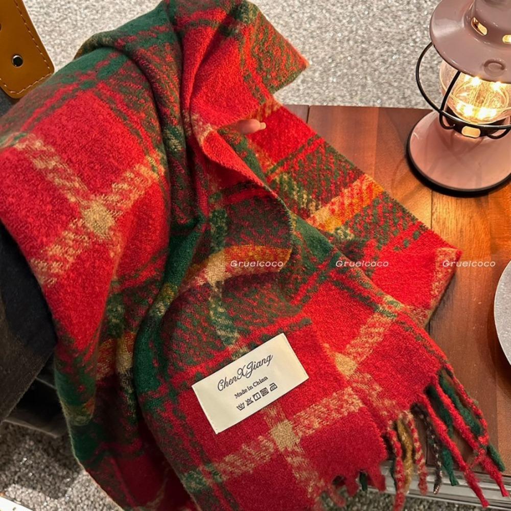 Karoschal Damen Koreanische Atmosphäre Warm Neu Trockenes Rosarot Herbst Und Winter Weiß Weicher Fransen-Schal