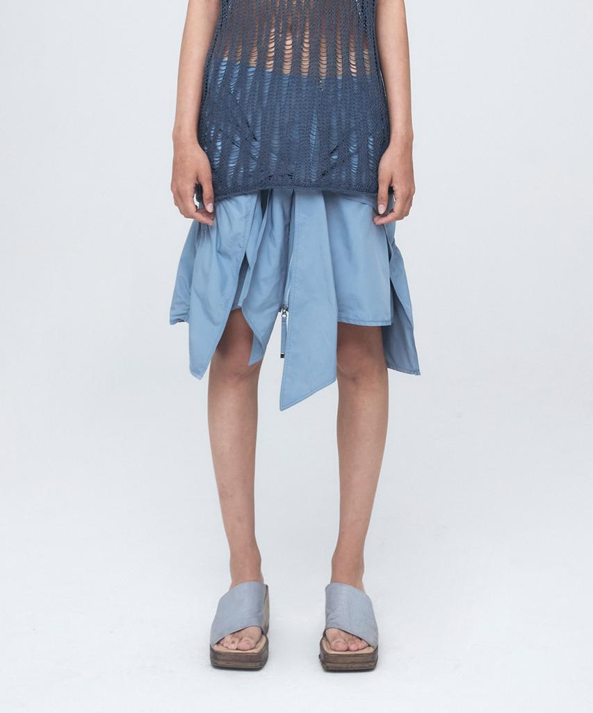 Nash Puckering Tie Skirt Blue Gray