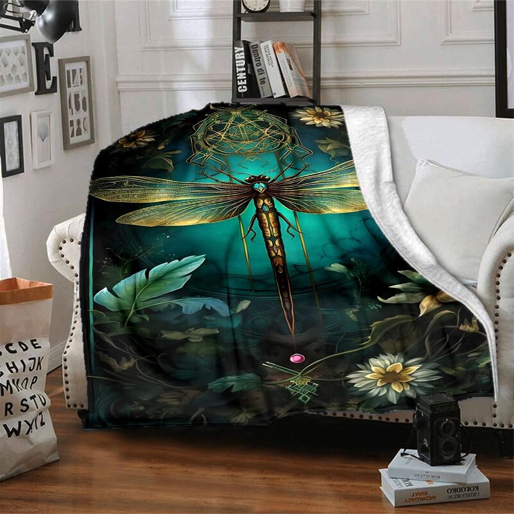 1pc Dragonfly Art Blanket Lightweight Blanket Throw Blanket For Sofa, Bed, Travel, Camping, Livingroom, Office, Couch, Chair Yy251010006